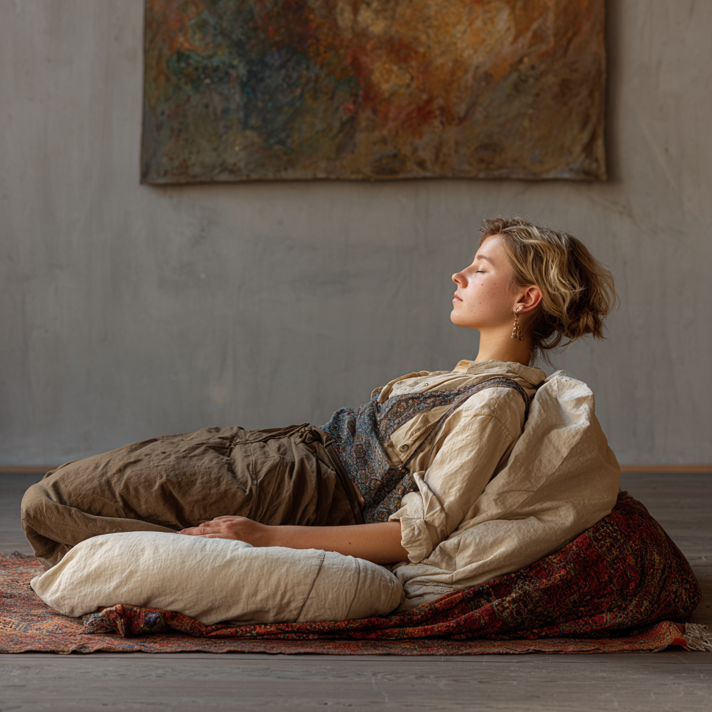 Practică yoga modernă în studio contemporan